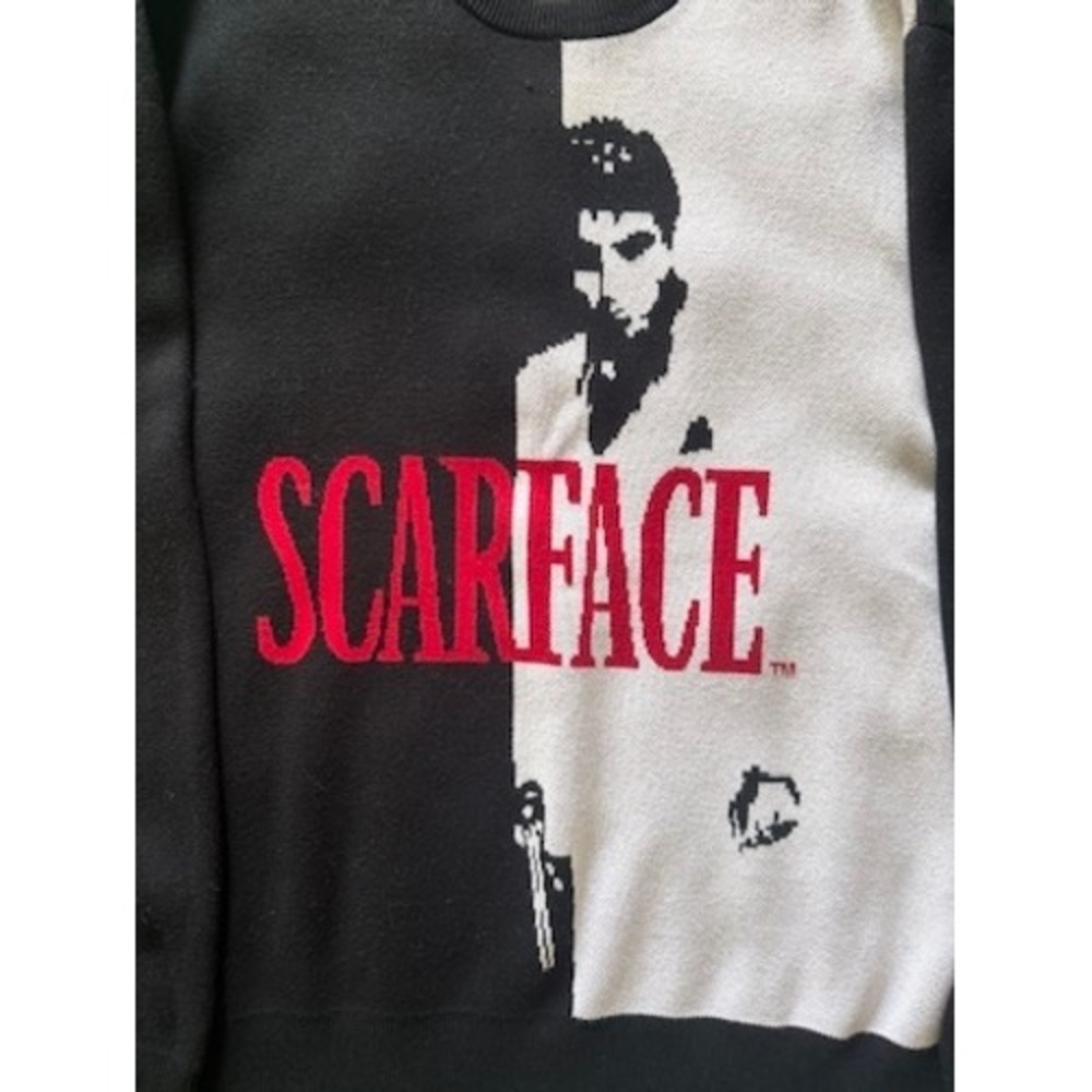 Supreme Scarface Crewneck Sweater Black White Tony Montana Knit L - Picture 4 of 5